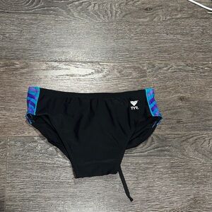 TYR Black Swim Briefs with Blue and Purple Accents